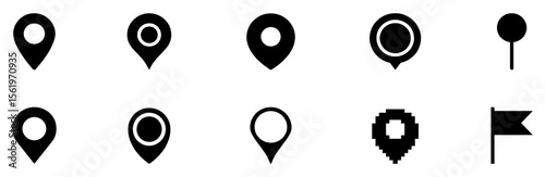 Location map pin icons set. Modern map marker collection. Pinpoint. Location pin icon. Map pin place marker. Map marker pointer icon. GPS location symbol. Vector Illustration. 