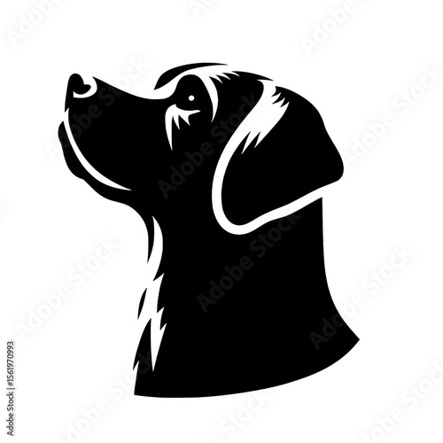 Black and White Vector of a Dog Barking Silhouette