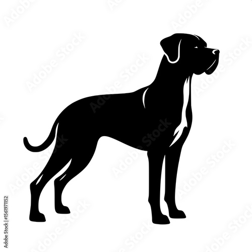 Black and White Vector of a Standing Dog Silhouette