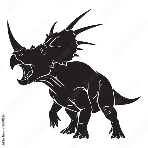 Artful reconstruction of a horned giant – Styracosaurus silhouette matched with clean Styracosaurus vector – Styracosaurus illustration

