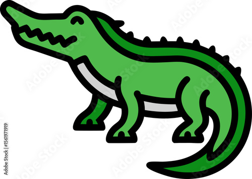 cute crocodile sitting cartoon vector icon illustration