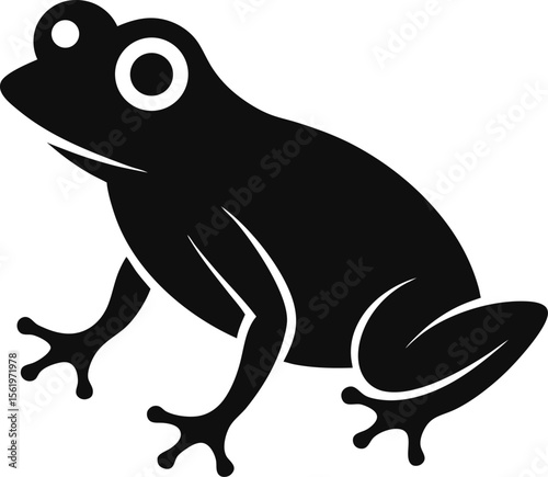 Silhouette Illustration of a Frog on a Lily Pad