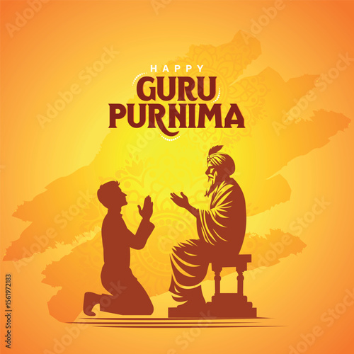 Creative vector illustration for Guru Purnima, a special day dedicated to honoring and celebrating the wisdom, guidance, and teachings of Gurus with devotion and respect.