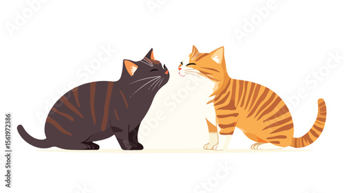 Playful Cat Licking and Flirting in a Friendly Manner