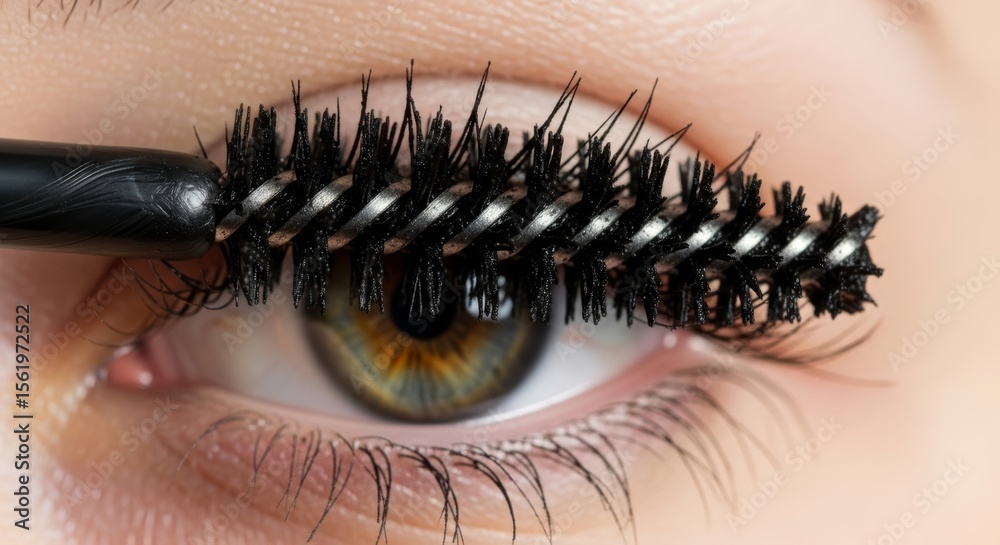 Obraz premium Macro shot of a mascara wand coating eyelashes