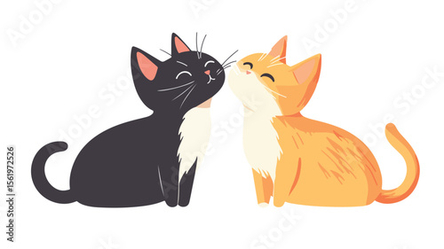 Playful Cat Licking and Flirting in a Funny and Friendly Manner