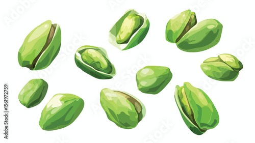 Fresh Green Salted Pistachio Nuts with Open Cracked Shell