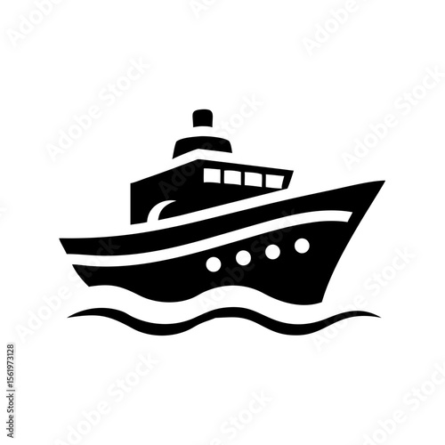 Silhouette of a ship sailing on wavy water surface