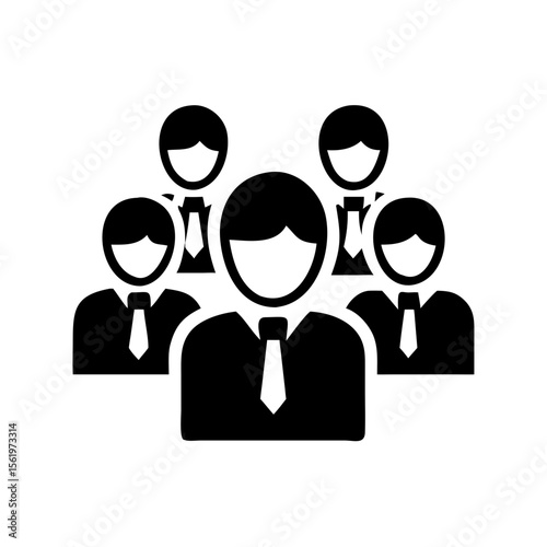 A group of five people wearing suits and ties icon art