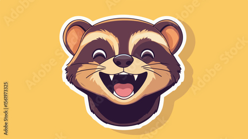 Fluffy Ferret Muzzle with Happy Animal Face and Smiling Expression