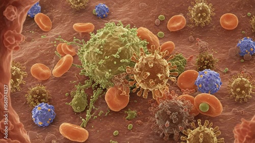Intricate Details of Immune Cells Engaging Pathogens Inside the Human Body