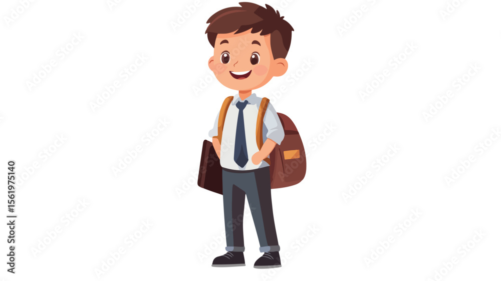 Happy School Child Portrait: Smiling Boy Pupil Standing Indoors Happy School Child Portrait: Smiling Boy Pupil Standing Indoors