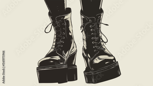 Vintage High Boots with Platform Heels in Classic Style