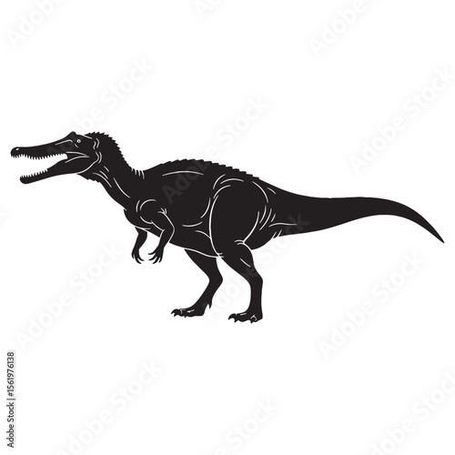 A semi-aquatic predator reimagined – Suchomimus silhouette crafted in elegant Suchomimus vector – Suchomimus illustration

