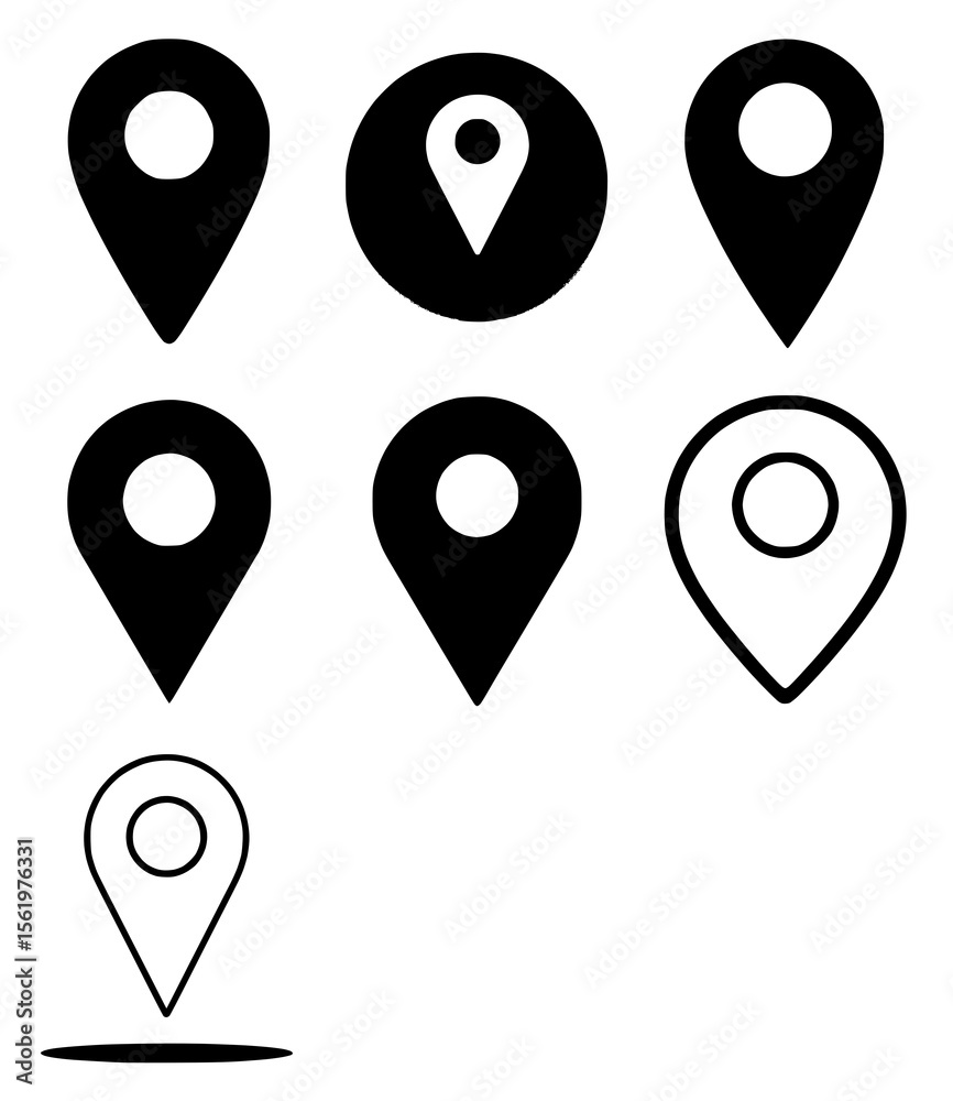 Fototapeta premium Location Pin Icons Vector Collection Set Design Elements