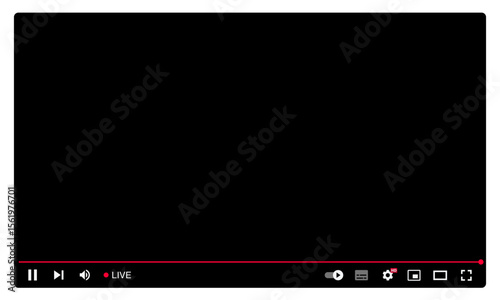LIVE Media player streaming user interface. Video player UI template