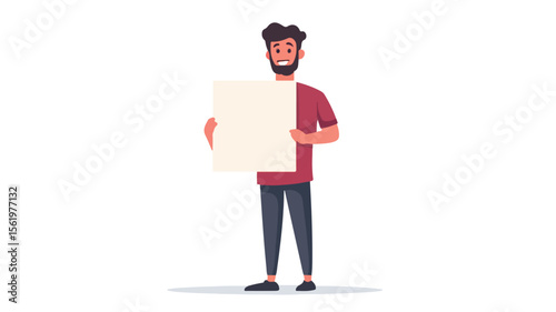 Professional Man Standing with Clean Vertical Placard Poster