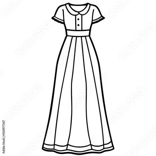 Maxi dress line art vector