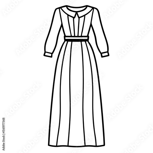 Maxi dress line art vector