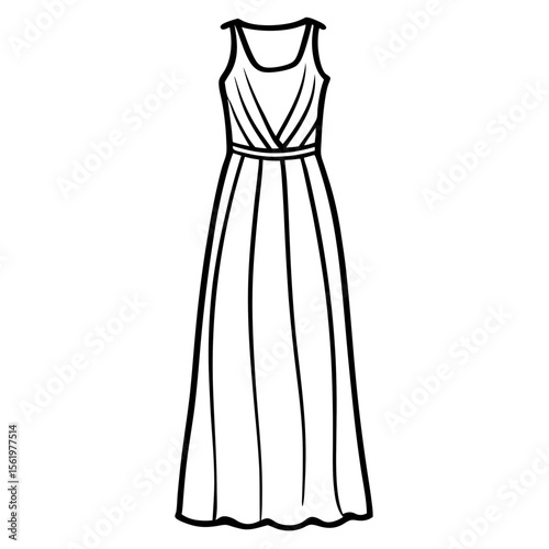Maxi dress line art vector