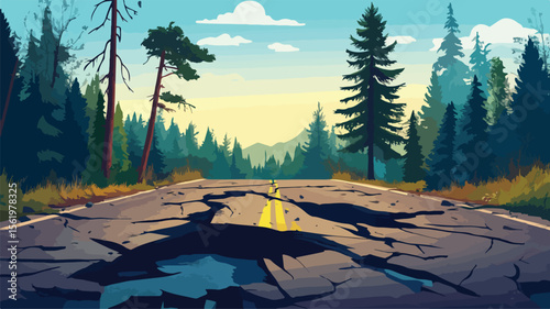 Devastating Earthquake Causes Forest Fir Trees to Collapse