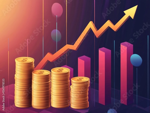 Investment growth trends financial market digital illustration modern environment aesthetic viewpoint