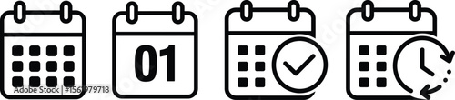 Diverse Calendar Icons: Scheduling, Dates, Appointments, and Time Management Graphics