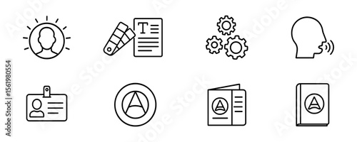 Business communication outline icon set. professional, office tools outline collection