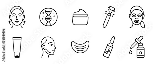 Skincare linear icon set. beauty, facial treatment icons in line style collection