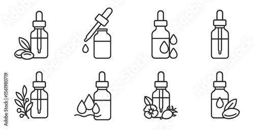 Essential oils, aromatherapy outline icon set. wellness, spa, health icons collection