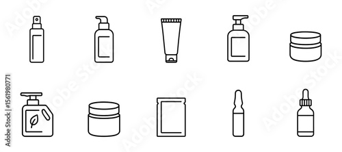 Beauty and skincare outline icon set. cosmetic, personal care symbols collection