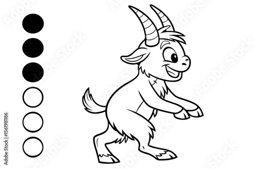 Line art of a mischievous satyr, suitable for a coloring page, simple lines, no shading, clear outlines, black and white