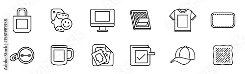 Shopping, apparel outline icon set. e-commerce, retail symbols in line style