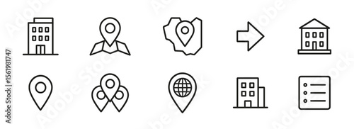 Travel, tourism outline icon set. navigation, accommodation line icons collection