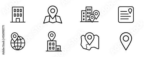 Location, map outline icon set. navigation, gps, positioning icons outline collection