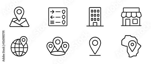 Location, navigation outline icon set for maps, gps, travel, and destination