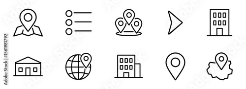 Navigation, location outline icon set. gps, map symbols in a line style collection