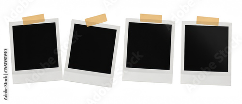 Empty photo frames with tape