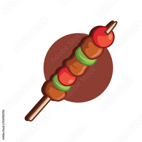 Delicious skewers of meat and colorful vegetables, set against a white background - clipart barbeque