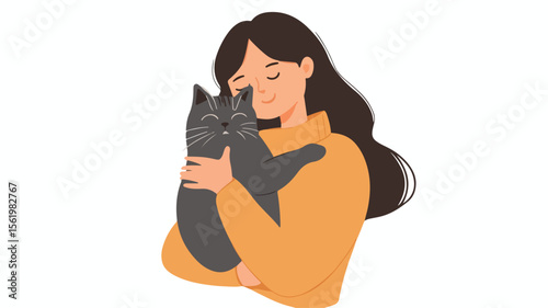 Happy Pet Owner Holding Cute Kitten - Professional Adorable Cat Image for Stock Photos