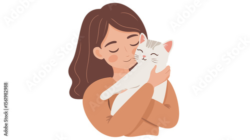 Happy Pet Owner Holding Cat: Professional Image for Animal Lovers
