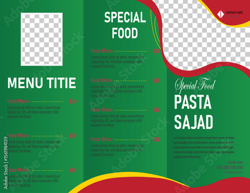 Creative Tri-Fold Menu Design: A vibrant and eye-catching trifold menu design.