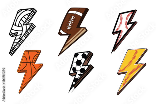Sporty Lightning Bolt Icons