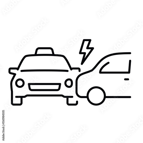 A road accident icon depicting two cars in a collision, highlighting road safety issues.