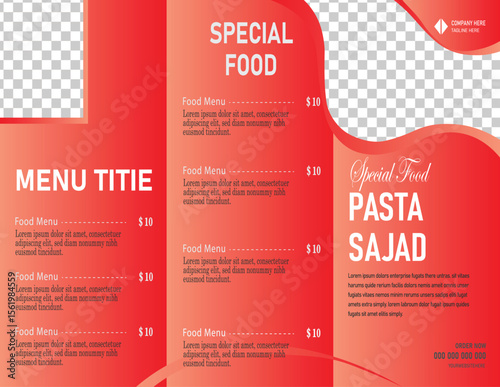 Restaurant Menu Layout: A clean and contemporary restaurant menu layout in vibrant colors, perfect for showcasing culinary offerings with style and elegance. 