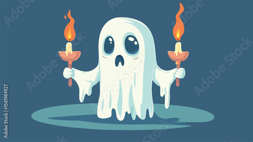 Spooky Ghost Holding Candelabra - Cute Halloween Decoration