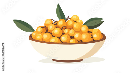 Vibrant Sea Buckthorn Yellow Berries Fresh Ripe Seabuckthorn Fruit EPS Image