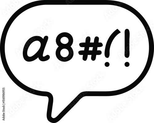 Cartoon speech bubble with alphanumeric symbols for design element