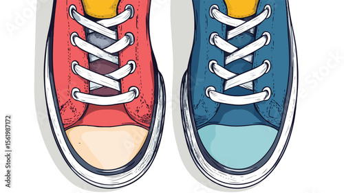 Stylish Top View Multicolor Sneakers with Laces for Fashion Enthusiasts