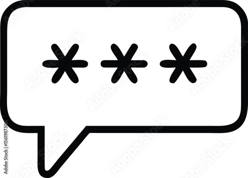 Chat bubble icon with censored words or characters element